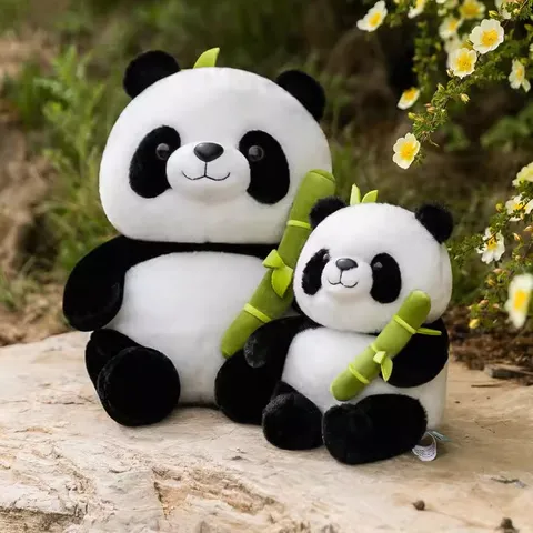 Panda Plush Toy Cute Stuffed Animal Soft Doll with Bamboo Children Birthday Gift