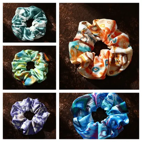 Elastici per Capelli in Tessuto con Stampa Atlas in Stile Etnico dello Xinjiang Carini Cordini Elastici per Capelli Floreali Supporto per Coda di Cavallo Accessori per Capelli per Donna