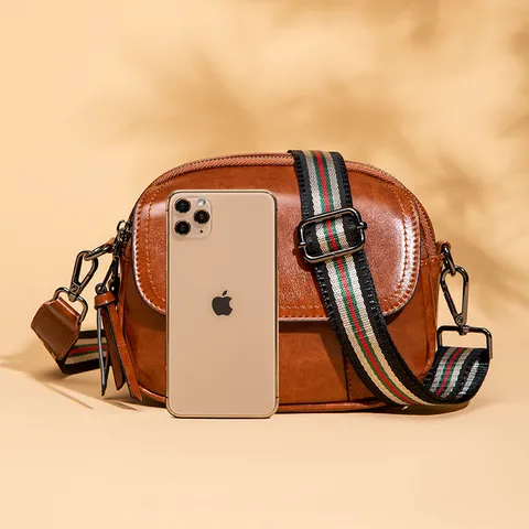 Sac Bandoulière pour Femmes Rétro en Cuir PU Sac à Épaule Casual Multicouche Fermeture Éclair Sac à Main Mode Quotidien