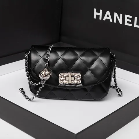Femmes Sac Bandoulière Matelassé en Cuir PU Petit Sac à Main Carré Avec Bandoulière Chaîne Sac Rabat Rétro
