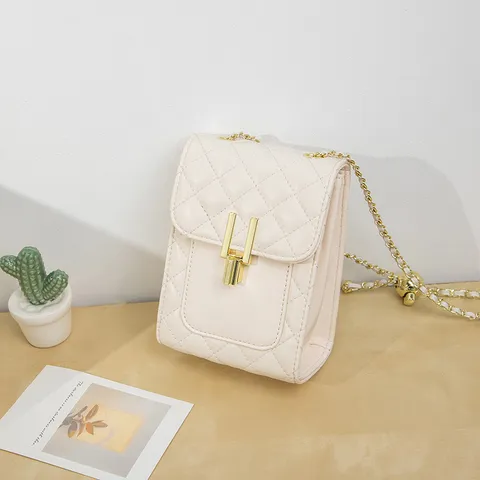 Femme Sac Bandoulière Chaîne Matelassé PU Cuir Sac Bandoulière Petit Carré Élégant