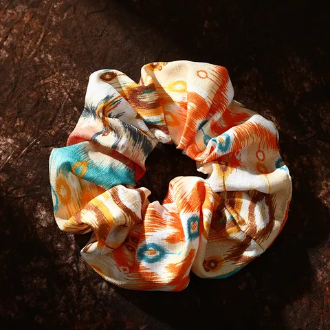 Elastici per Capelli in Tessuto con Stampa Atlas in Stile Etnico dello Xinjiang Carini Cordini Elastici per Capelli Floreali Supporto per Coda di Cavallo Accessori per Capelli per Donna