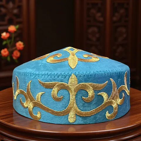 Stile Etnico Cappello da Ballo da Donna Berretto in Poliestere Ricamato Copricapo da Spettacolo Tradizionale Accessori per Costume Nazionale