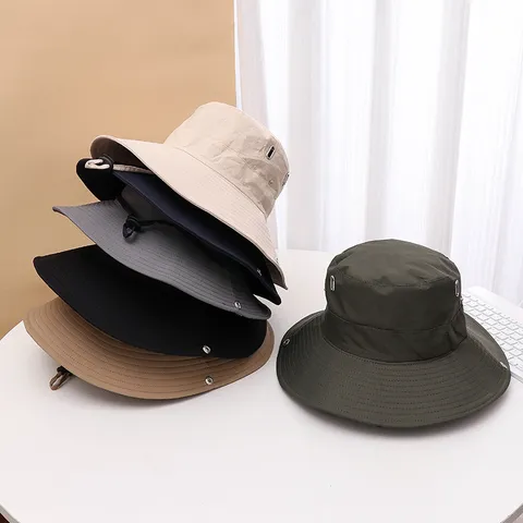 Cappello da Pescatore ad Asciugatura Rapida Esterno Campeggio Trekking Coulisse Protezione Solare Tesa Larga Per Uomo e Donna