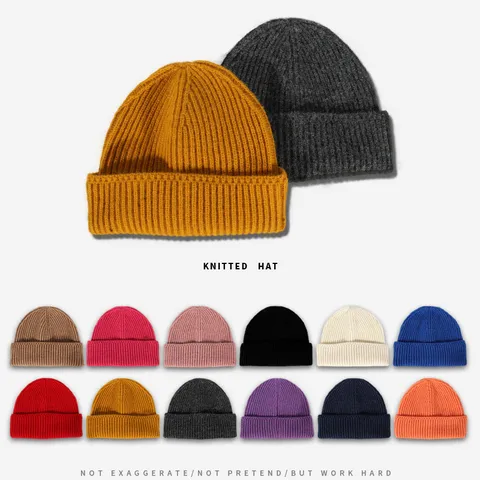 Berretto Beanie con Risvolto Caldo Invernale Tinta Unita Cappello in Maglia per Uomo e Donna Casual Slouchy Skull Cap Copricapo Moda