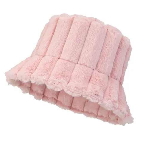 Cappello da Pescatore in Peluche Invernale da Donna Ispessito Caldo Tinta Unita Rigato Verticalmente Casual Cappello da Pescatore Esterno Antivento Carino