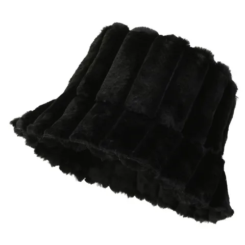 Cappello da Pescatore in Peluche Invernale da Donna Ispessito Caldo Tinta Unita Rigato Verticalmente Casual Cappello da Pescatore Esterno Antivento Carino