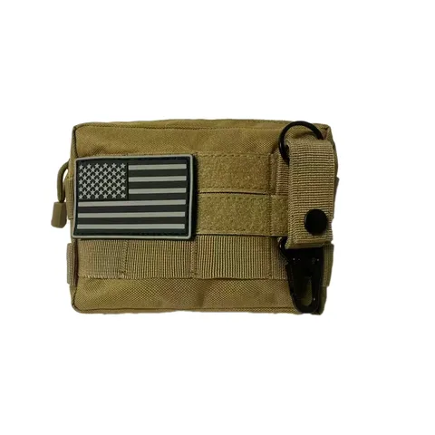 Pochette Molle Tactique Sac Banane Militaire Extérieur Sac Accessoire Outil Portable Sac EDC Multifonction avecécusson Drapeau