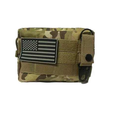 Pochette Molle Tactique Sac Banane Militaire Extérieur Sac Accessoire Outil Portable Sac EDC Multifonction avecécusson Drapeau