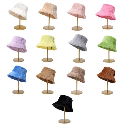 Cappello da Pescatore Caldo Invernale in Pelliccia di Coniglio Sintetica Tinta Unita Cappello da Pescatore in Peluche Casual Per Donne Uomini Cappello Esterno