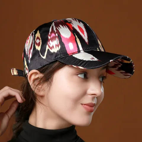 Women Baseball Cap Ethnic Style Geometric Print Polyester Adjustable Sun Protection Casual Hat For Outdoor Travel