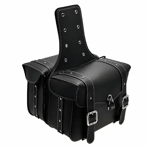 Sacoches de Selle Moto Imperméables Universelles Cuir PU Sacs Latéraux Rétro Avec Serrures Métalliques