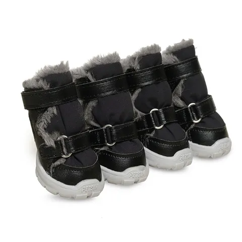 Scarpe per Cani in Tessuto Oxford Nero Antiscivolo Ispessito Caldo Stivali per Cani Piccoli e Medi