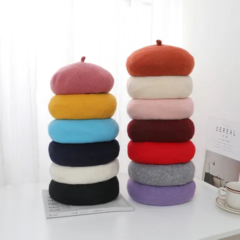 Berretto Invernale in Pelliccia di Coniglio da Donna Tinta Unita Cappello Classico Caldo Elegante Moda Casual Cappello da Pittore