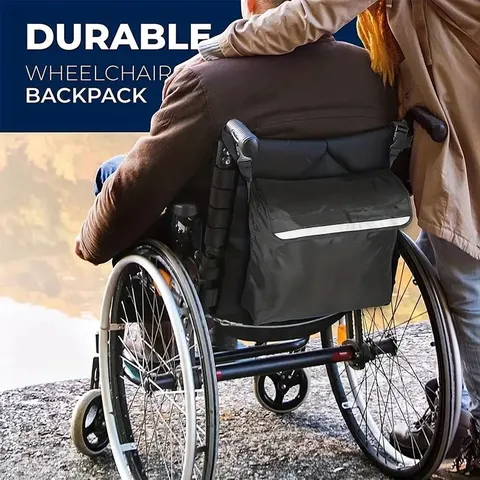 Multifunctional Wheelchair Storage Bag Oxford Cloth Waterproof Hanging Organizer With Reflective Strips For Daily Travel