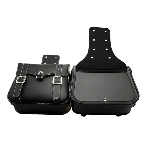 Universal Waterproof Motorcycle Saddlebags PU Leather Retro Side Storage Bags With Metal Locks And Password Security For Motorbikes Bikes