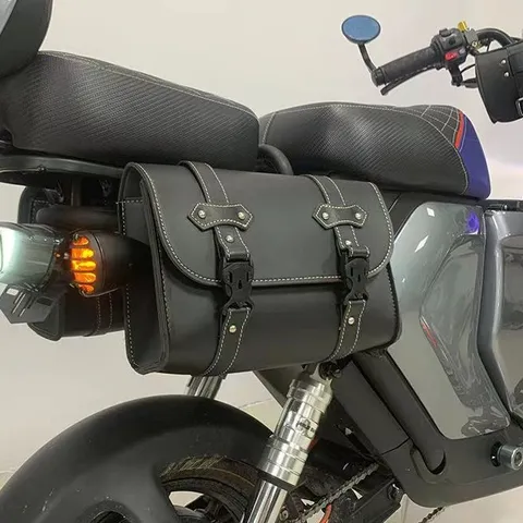 Retro Motorcycle Side Bag Waterproof PU Leather Retro Saddlebag Universal Motorbike Storage Tool Bag For Cruiser Chopper