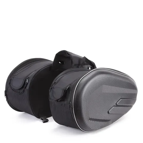 Waterproof Motorcycle Saddlebags Carbon Fiber Texture Motorbike Side Bags Multi-Function Touring Travel Luggage Pack