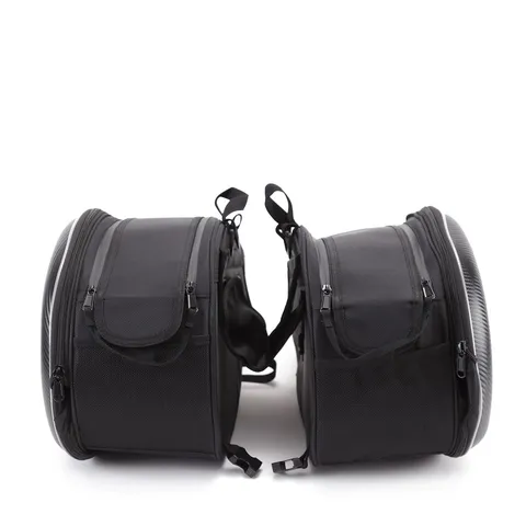 Waterproof Motorcycle Saddlebags Carbon Fiber Texture Motorbike Side Bags Multi-Function Touring Travel Luggage Pack