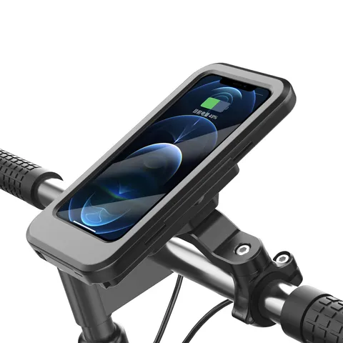 Waterproof Phone Mount Retractable Cycling Holder With Wireless Charging USB Port Universal Handlebar Smartphone Bracket