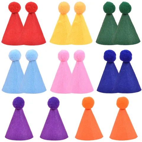 Cappello di Compleanno per Animali Domestici in Feltro con Pompon Cordino Elastico Regolabile per Gatti Cani di Piccola Taglia
