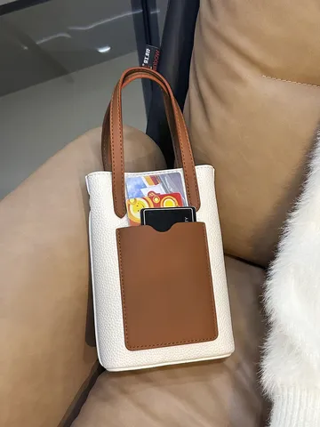 Sac Bandoulière Minimaliste En Cuir PU Pour Femmes Chic Bloc De Couleur Sac À Main Poignée Supérieure Petit Sac Carré Sac Quotidien