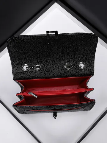 Sac Bandoulière Mode Femme Matelassé avec Chaîne en Cuir PU Sac Casual Quotidien Noir