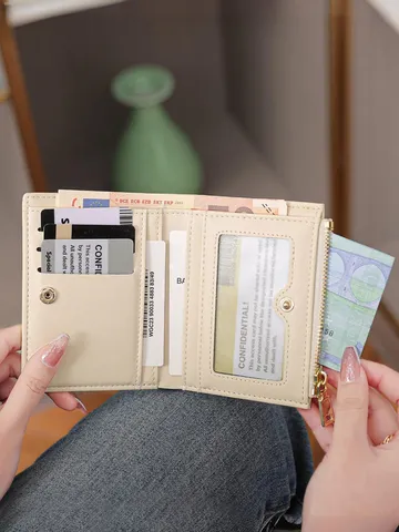 Portefeuille Court Bifold pour Femmes en Cuir PU Motif Crocodile Poche Monnaie Zippée Porte-Cartes de Mode