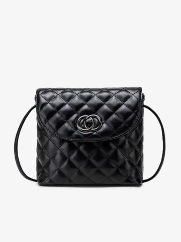 Sac Bandoulière Minimaliste Matelassé en Cuir PU pour Femmes Sac Carré Petit Classique Sac à Main Quotidien Décontracté