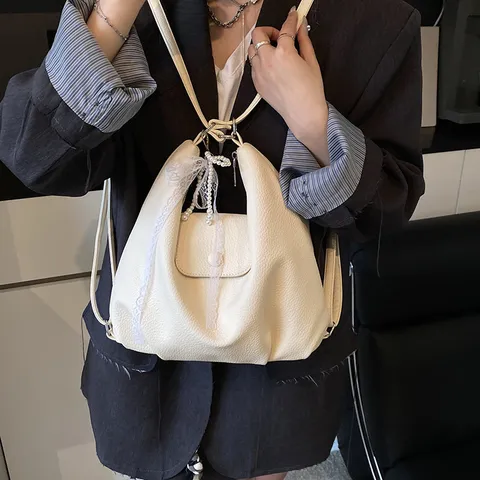 Damen Große Kapazität PU Leder Tragetasche Casual Multifunktional Schulter Umhängetasche Rucksack Mit Optionalem Anhänger Mode Pendler Handtasche