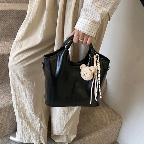 Große Kapazität PU Leder Tragetasche Für Damen Einfache Lässige Umhängetasche Modische Schultertasche