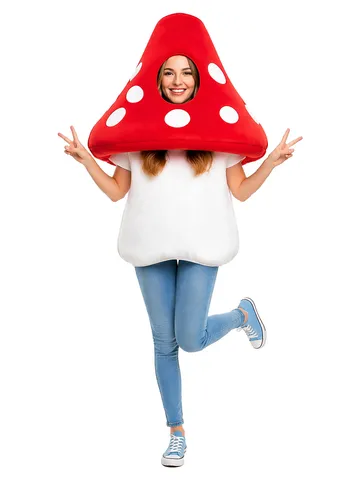 Red Polka Dot Mushroom Cosplay Costume For Kids Adults Fairy Tale Performance Outfit Halloween Masquerade Party Wear