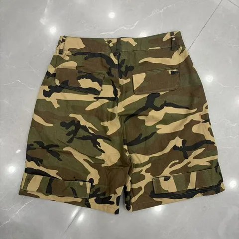 Men's High Street Loose Camouflage Cargo Shorts Unisex Multi-pocket Cotton Casual Shorts With Long Drawstring