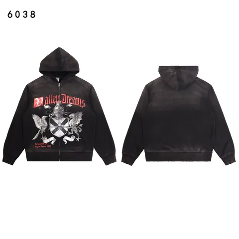 Cotton Washed Distressed Zip Hoodie Or Jogger Pants Gothic Letter Printed Vintage High Street Streetwear Casual Top Bottom