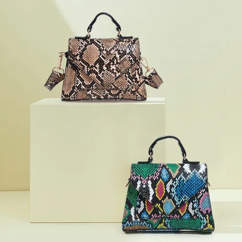 Sac à Main en Cuir PU Mode pour Femmes Rétro Imprimé Serpent Bandoulière Poignée Supérieure Sacoche Décontractée Pour Dames