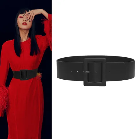 Ceinture Large en Similicuir pour Femmes Mode Couleur Unie Ceinture Corset pour Robe et Manteau