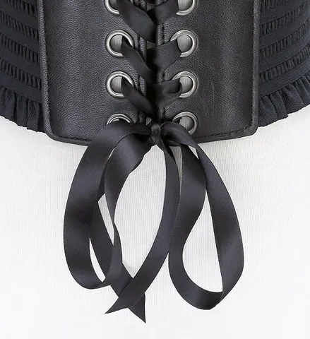 Femme Mode Large Ceinture Corset Similicuir Lacets Glands Nœud Serre-Taille Robe Décoratif Bande De Taille