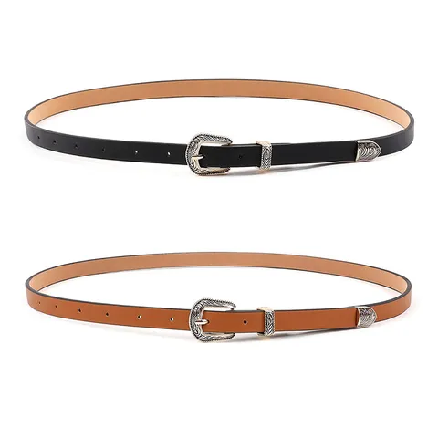 Rétro Femmes Ceinture en Cuir PU Boucle en Alliage de Métal Sculpté Jeans Décontracté Ceinture Décorative Accessoires de Mode Élégants