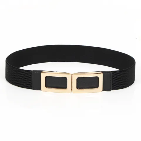 Ceinture Élastique Vintage pour Femmes Boucle Métallique Verrouillable Large Ceinture Stretch Robe Ceinture Accessoires de Mode
