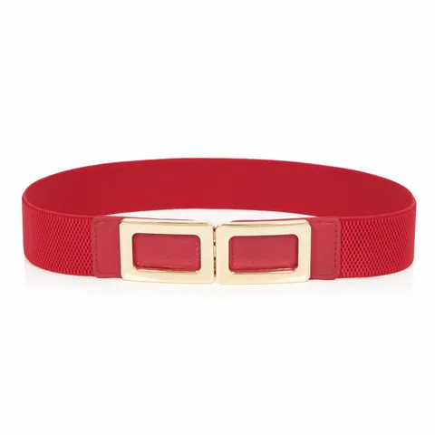 Ceinture Élastique Vintage pour Femmes Boucle Métallique Verrouillable Large Ceinture Stretch Robe Ceinture Accessoires de Mode