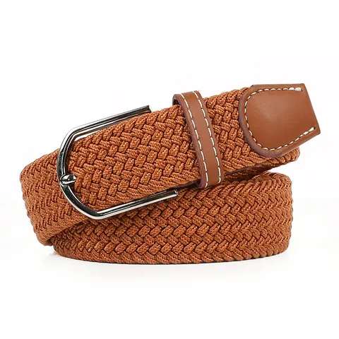 Unisexe Ceinture Toile Tissée Décontractée Boucle Métal Ceinture Extensible Élastique Pour Hommes Femmes Accessoires Vêtements