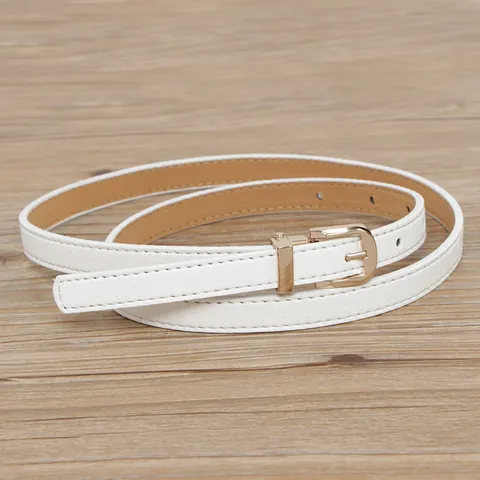 Ceinture Fine Décontractée en Similicuir pour Femmes Polyvalente Unicolore Boucle Ardillon en D Ceinture de Taille avec Coutures