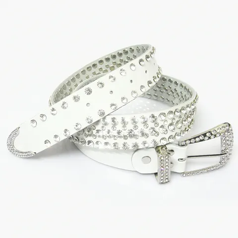 Ceinture En Cuir Véritable Pour Femmes Avec Boucle À Ardillon En Strass Ceinture De Taille Décontractée Polyvalente Accessoires De Mode