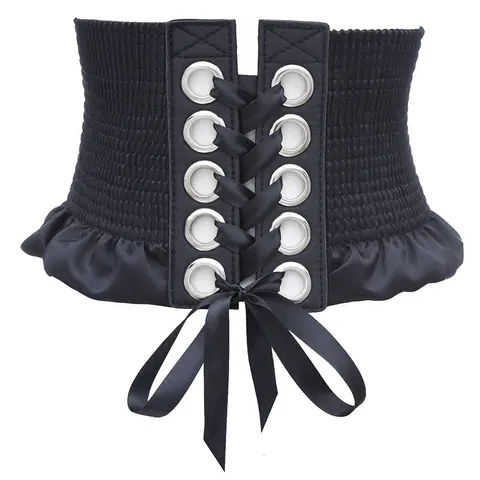 Cinturón Corsé Elástico Ancho para Mujer Vintage Cordones Cinto de Cintura Lazo Borla Vestido Faja Decorativa