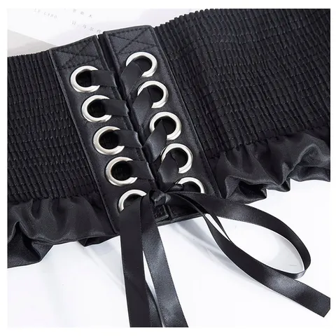Cinturón Corsé Elástico Ancho para Mujer Vintage Cordones Cinto de Cintura Lazo Borla Vestido Faja Decorativa