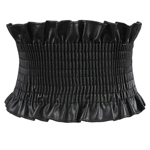 Femme Large Élastique Similicuir Ceinture Serre-taille Corset Décontracté Minimaliste Robe Manteau Décor Couleurunie Accessoires de Mode