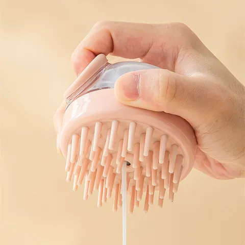 Liquid Dispensing Shampoo Brush TPR Soft Bristles Scalp Massage Bath Brush Body Scrub Brush for Bathroom Adults