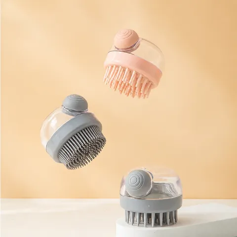 Liquid Dispensing Shampoo Brush TPR Soft Bristles Scalp Massage Bath Brush Body Scrub Brush for Bathroom Adults