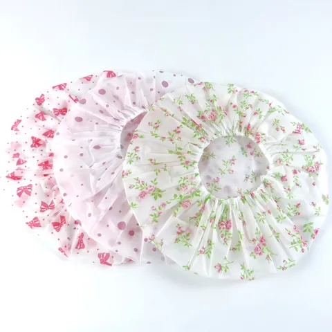 Waterproof Thickened PE Printed Shower Cap For Women Home Bathroom Hair Salon Oil Treatment Kitchen AntiFume Bath Hat