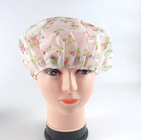 Waterproof Thickened PE Printed Shower Cap For Women Home Bathroom Hair Salon Oil Treatment Kitchen AntiFume Bath Hat